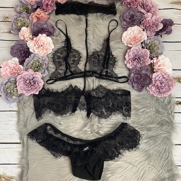 Sexy Lingerie Lace Bra Choker & Panty Set - Picture 7 of 16